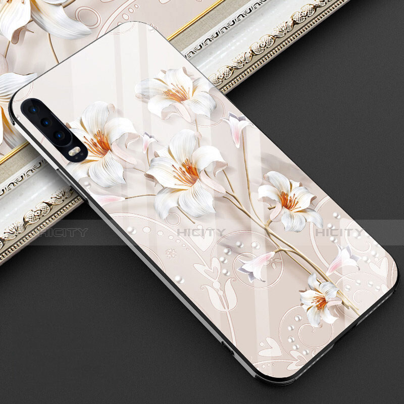 Funda Bumper Silicona Gel Espejo Flores Carcasa S02 para Huawei P30