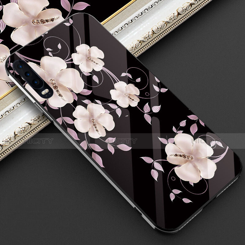 Funda Bumper Silicona Gel Espejo Flores Carcasa S02 para Huawei P30 Morado