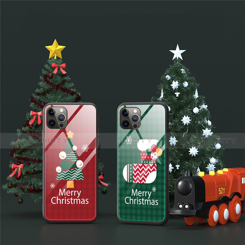 Funda Bumper Silicona Gel Espejo Navidad de Moda Carcasa para Apple iPhone 12 Pro