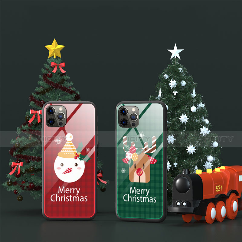 Funda Bumper Silicona Gel Espejo Navidad de Moda Carcasa para Apple iPhone 12 Pro