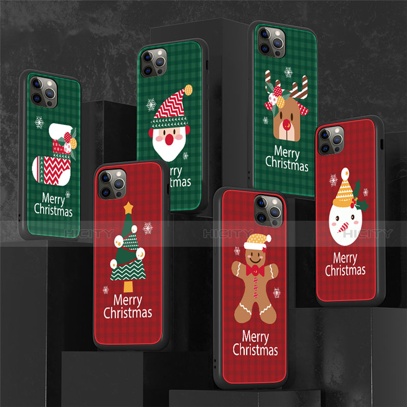 Funda Bumper Silicona Gel Espejo Navidad de Moda Carcasa para Apple iPhone 12 Pro