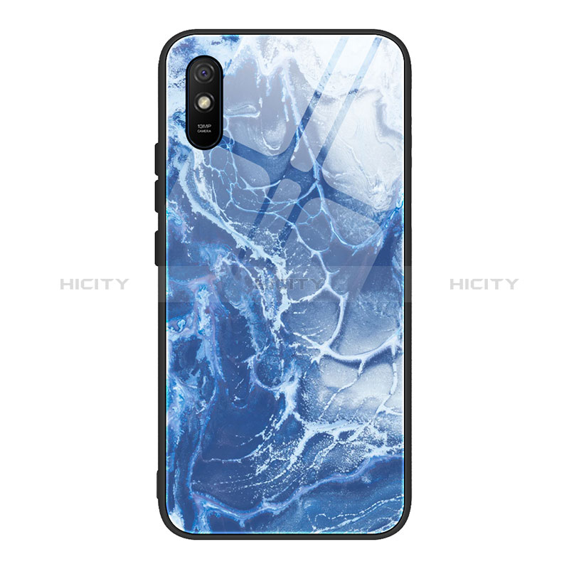 Funda Bumper Silicona Gel Espejo Patron de Moda Carcasa JM1 para Xiaomi Redmi 9A Azul Real