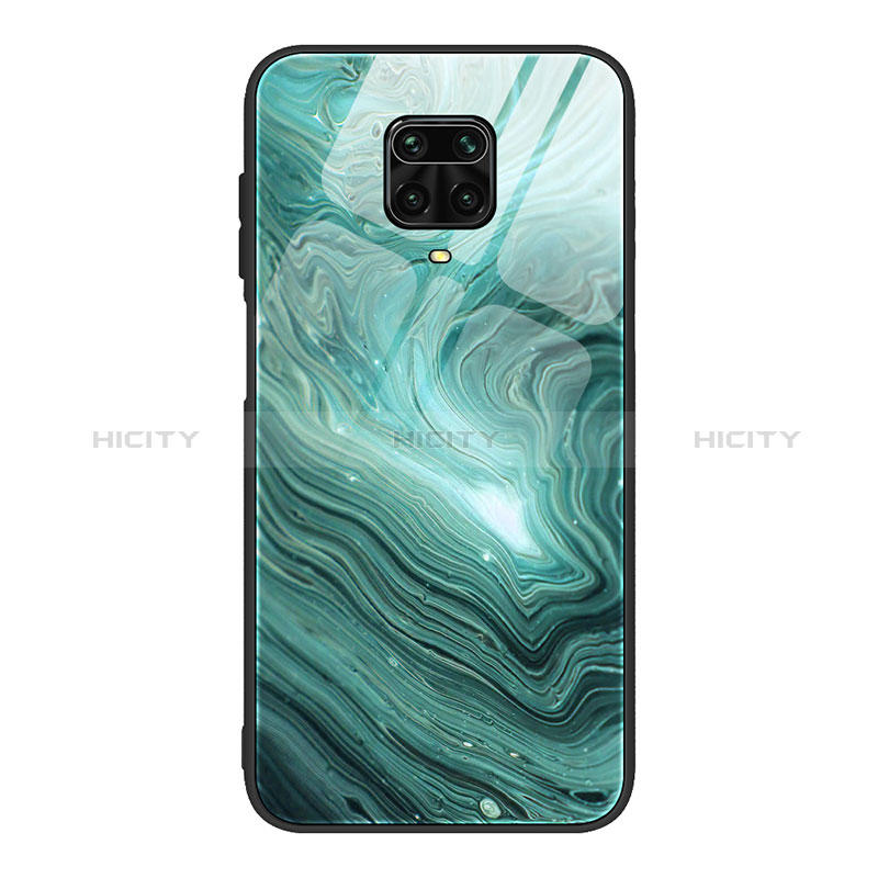 Funda Bumper Silicona Gel Espejo Patron de Moda Carcasa JM1 para Xiaomi Redmi Note 9 Pro Cian