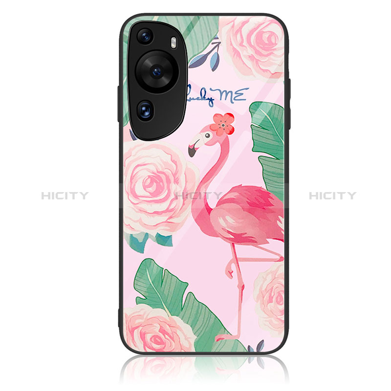 Funda Bumper Silicona Gel Espejo Patron de Moda Carcasa JM2 para Huawei P60 Art Rosa Roja