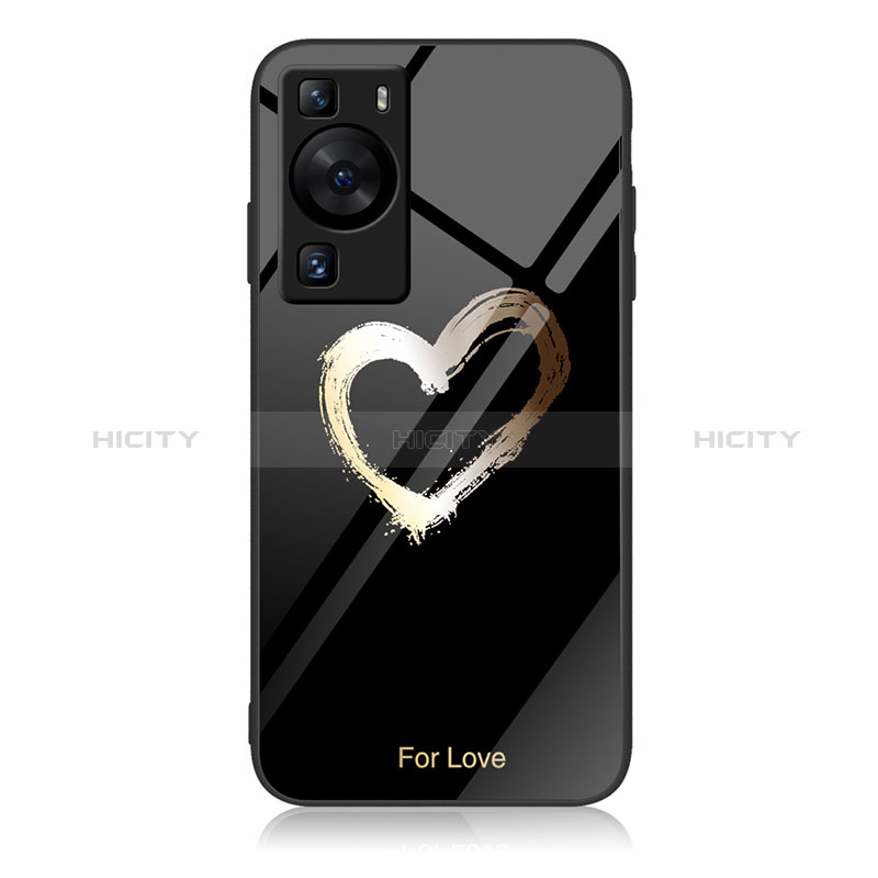 Funda Bumper Silicona Gel Espejo Patron de Moda Carcasa JM2 para Huawei P60 Negro