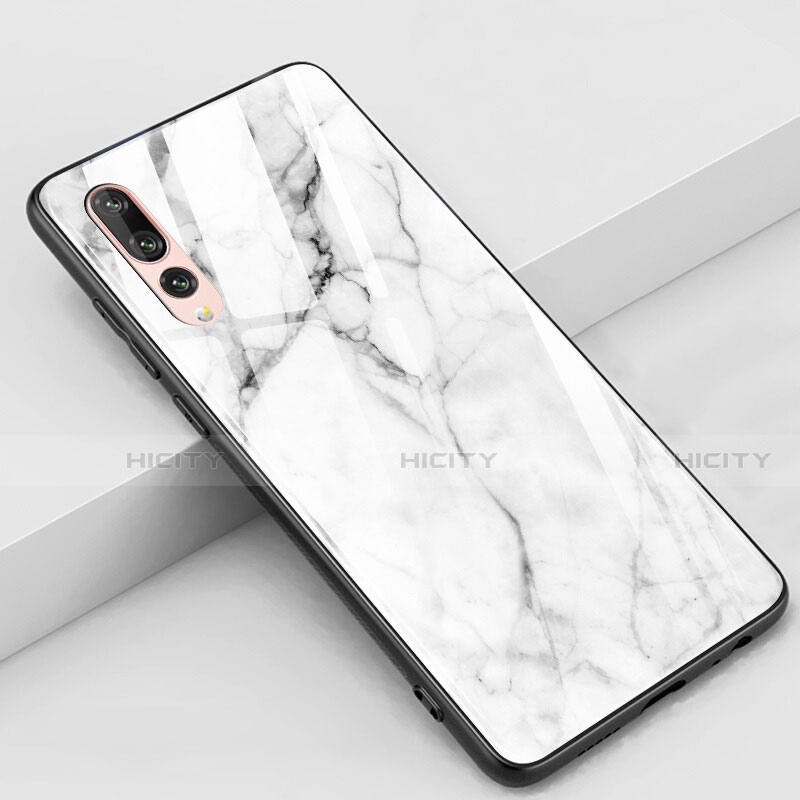 Funda Bumper Silicona Gel Espejo Patron de Moda Carcasa K01 para Huawei P20 Pro Blanco