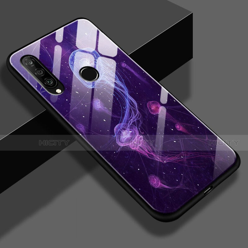 Funda Bumper Silicona Gel Espejo Patron de Moda Carcasa K01 para Huawei P30 Lite Morado