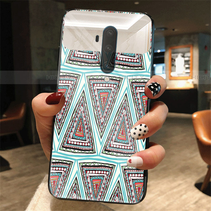 Funda Bumper Silicona Gel Espejo Patron de Moda Carcasa K01 para OnePlus 7T Pro Gris