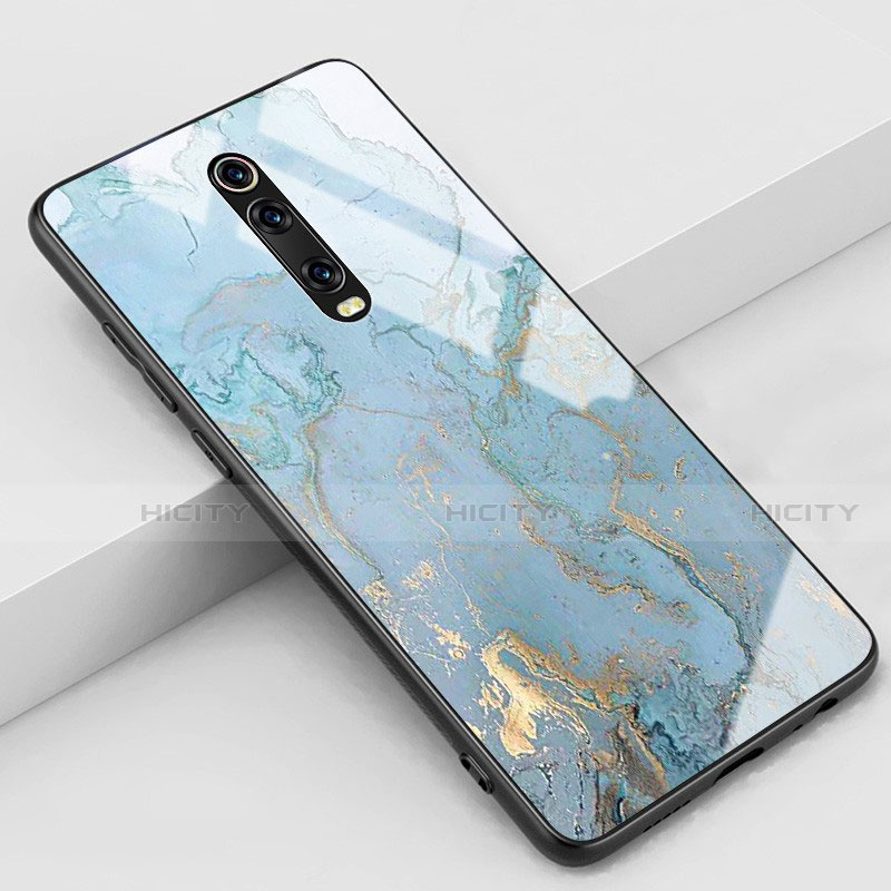 Funda Bumper Silicona Gel Espejo Patron de Moda Carcasa K01 para Xiaomi Mi 9T Pro Cian