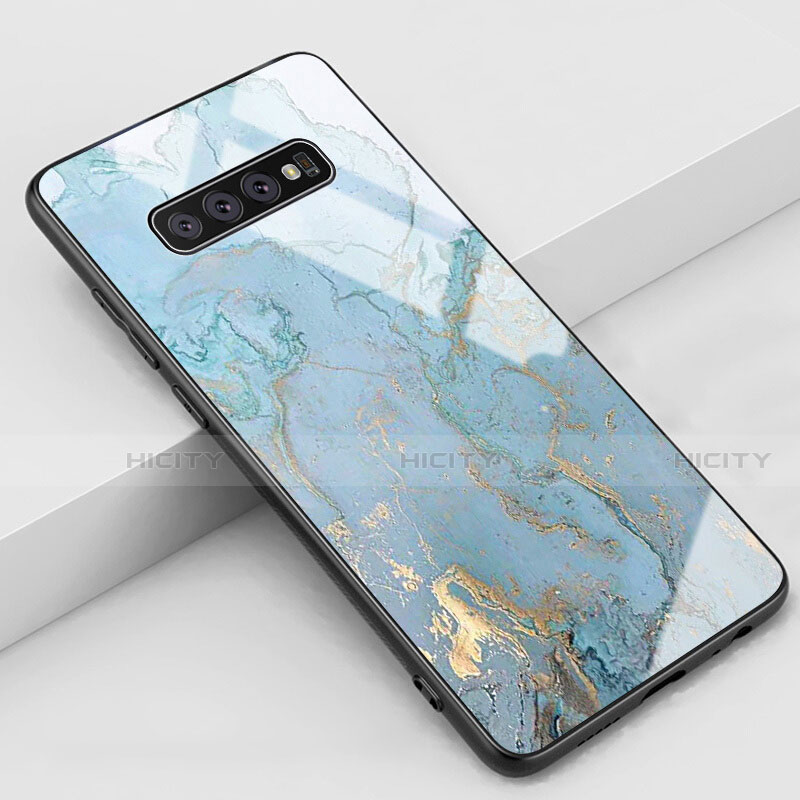 Funda Bumper Silicona Gel Espejo Patron de Moda Carcasa K02 para Samsung Galaxy S10 5G Cian