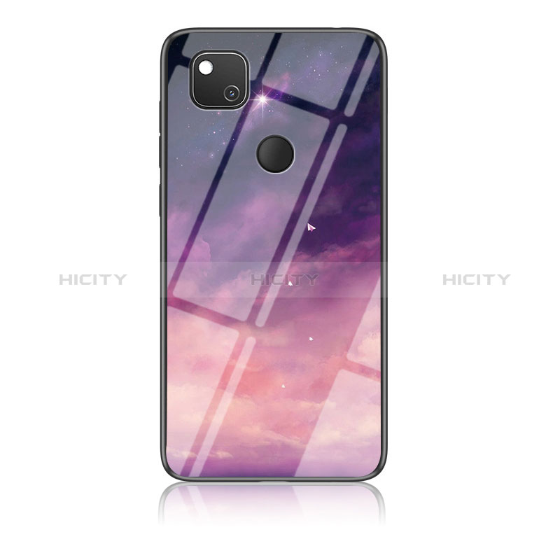 Funda Bumper Silicona Gel Espejo Patron de Moda Carcasa LS1 para Google Pixel 4a Morado