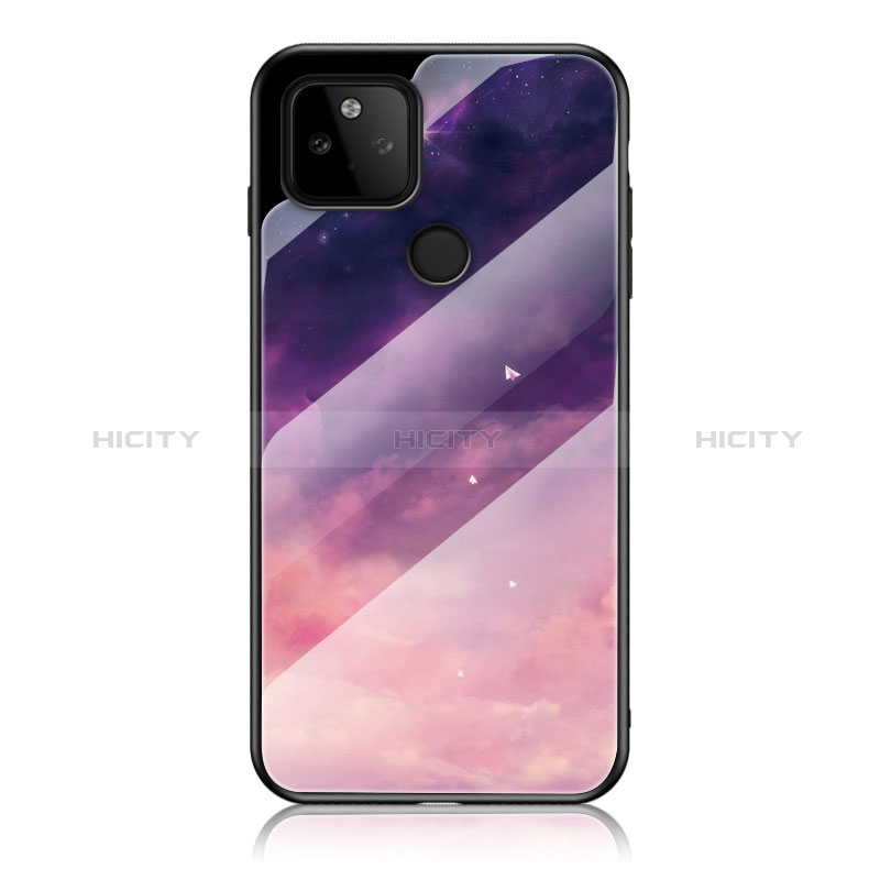 Funda Bumper Silicona Gel Espejo Patron de Moda Carcasa LS1 para Google Pixel 5a 5G Morado