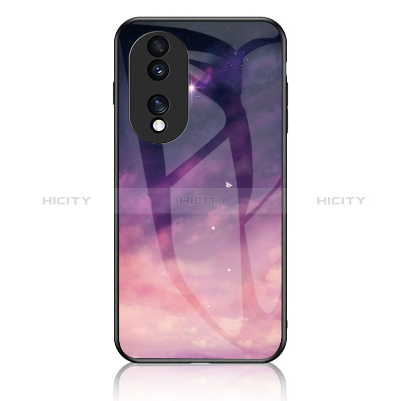 Funda Bumper Silicona Gel Espejo Patron de Moda Carcasa LS1 para Huawei Honor 70 Pro+ Plus 5G Morado