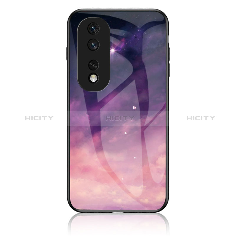 Funda Bumper Silicona Gel Espejo Patron de Moda Carcasa LS1 para Huawei Honor 80 Pro 5G Morado