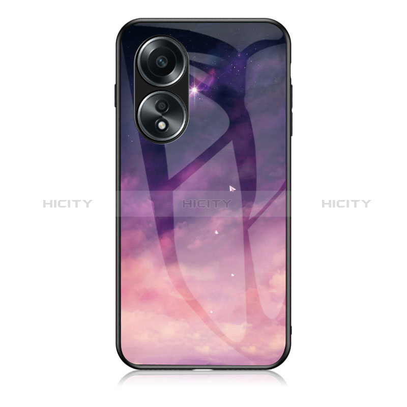 Funda Bumper Silicona Gel Espejo Patron de Moda Carcasa LS1 para Oppo A58 4G Morado