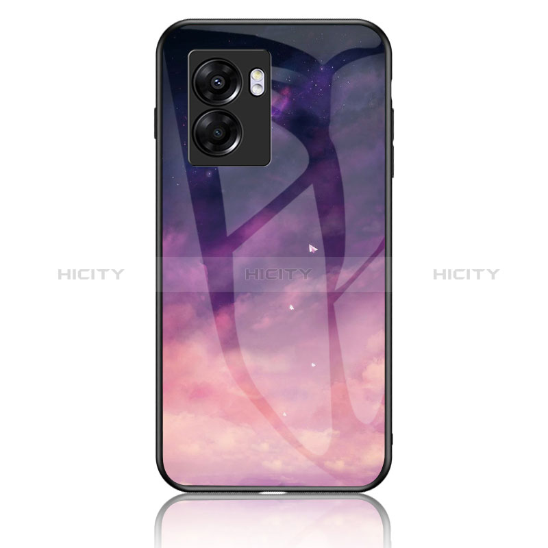 Funda Bumper Silicona Gel Espejo Patron de Moda Carcasa LS1 para Oppo A77 5G Morado