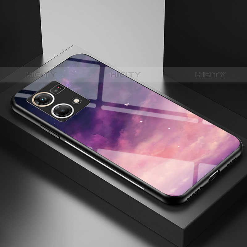 Funda Bumper Silicona Gel Espejo Patron de Moda Carcasa LS1 para Oppo F21 Pro 4G Morado