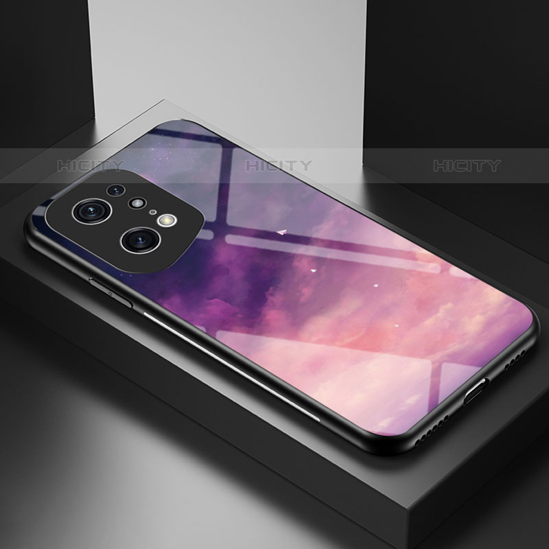 Funda Bumper Silicona Gel Espejo Patron de Moda Carcasa LS1 para Oppo Find X5 Pro 5G Morado