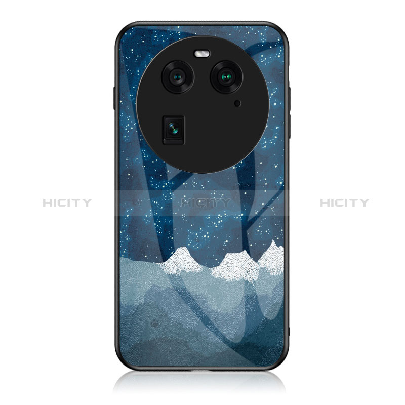 Funda Bumper Silicona Gel Espejo Patron de Moda Carcasa LS1 para Oppo Find X6 5G Azul