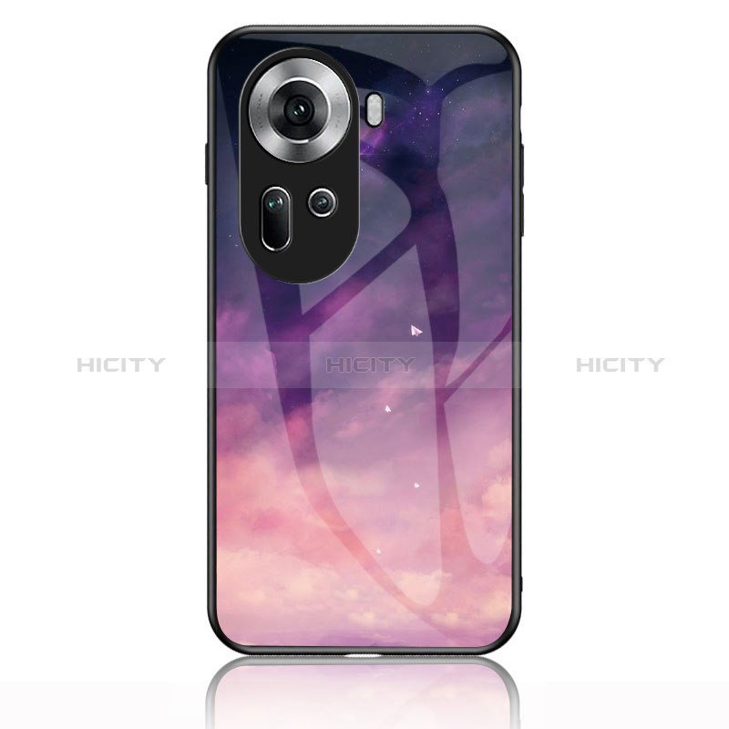 Funda Bumper Silicona Gel Espejo Patron de Moda Carcasa LS1 para Oppo Reno11 5G Morado