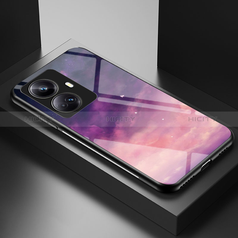 Funda Bumper Silicona Gel Espejo Patron de Moda Carcasa LS1 para Realme 10 Pro+ Plus 5G Morado