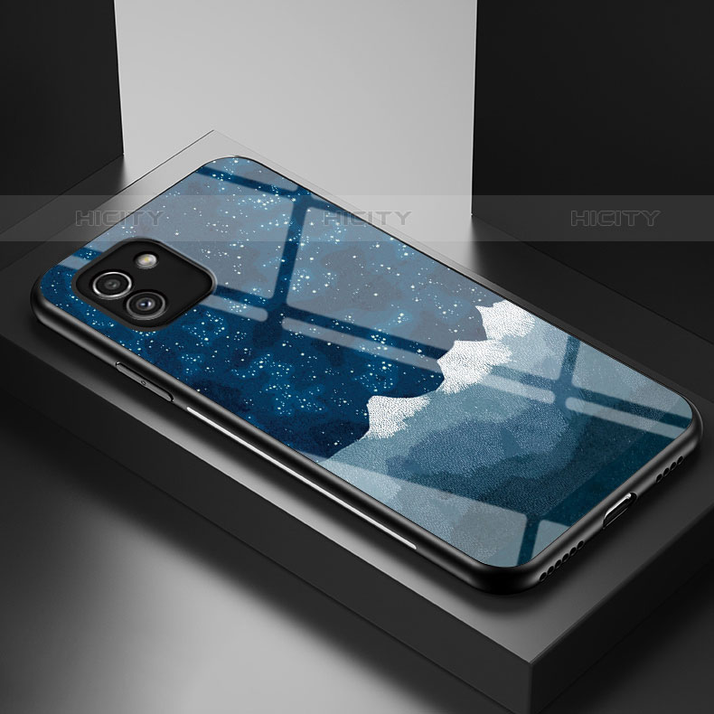 Funda Bumper Silicona Gel Espejo Patron de Moda Carcasa LS1 para Samsung Galaxy A03 Azul