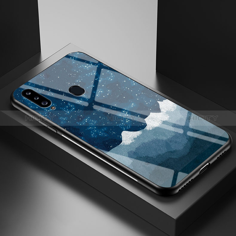 Funda Bumper Silicona Gel Espejo Patron de Moda Carcasa LS1 para Samsung Galaxy A20s Azul