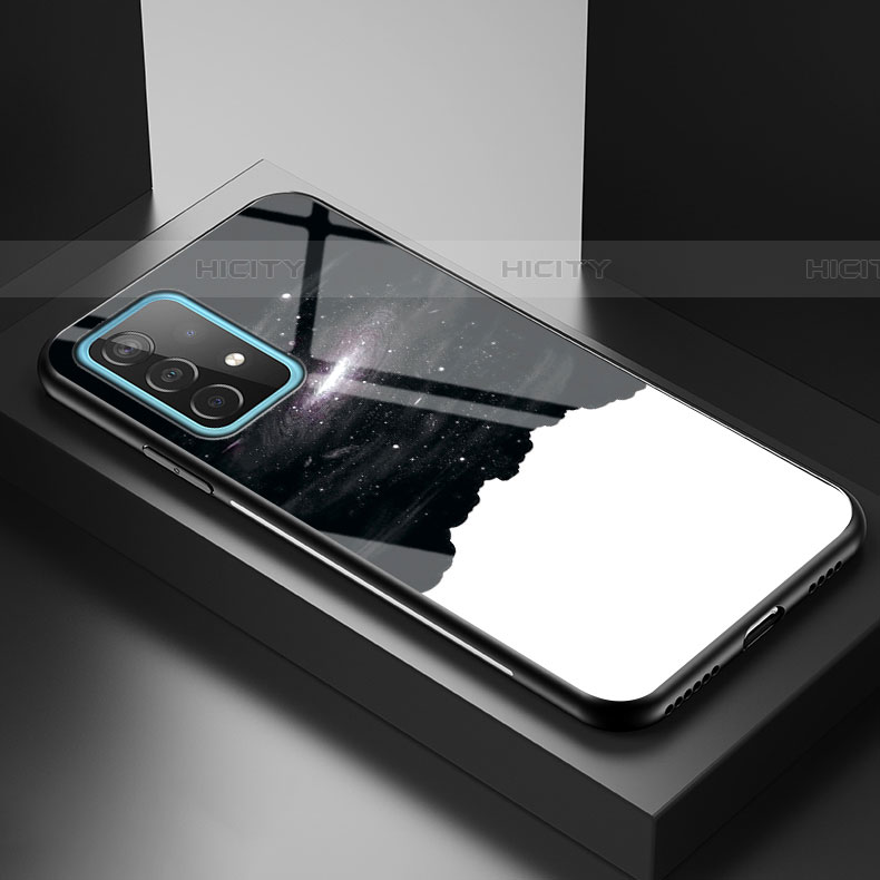 Funda Bumper Silicona Gel Espejo Patron de Moda Carcasa LS1 para Samsung Galaxy A52 4G Negro