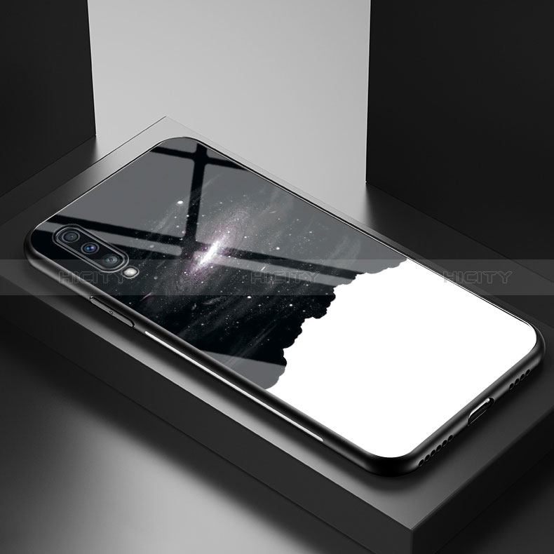Funda Bumper Silicona Gel Espejo Patron de Moda Carcasa LS1 para Samsung Galaxy A70 Negro