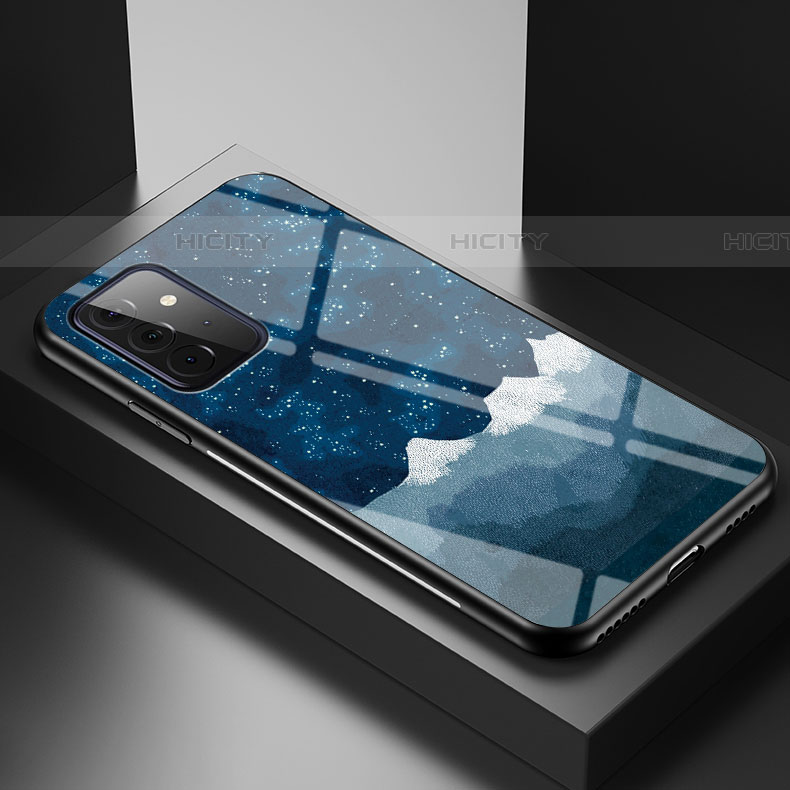Funda Bumper Silicona Gel Espejo Patron de Moda Carcasa LS1 para Samsung Galaxy A72 4G Azul