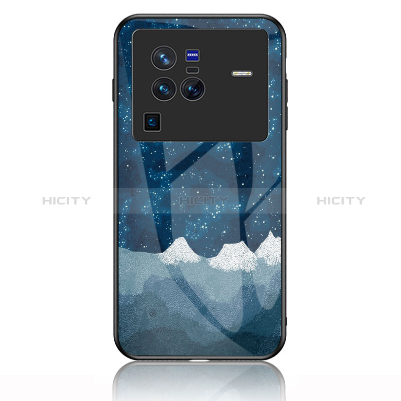 Funda Bumper Silicona Gel Espejo Patron de Moda Carcasa LS1 para Vivo X80 Pro 5G Azul