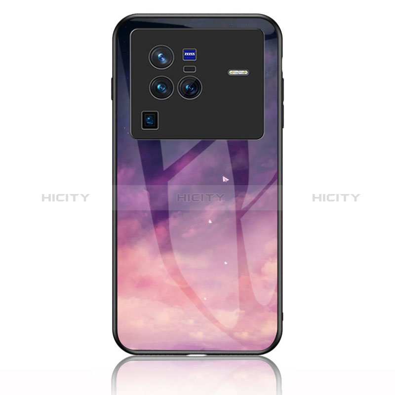 Funda Bumper Silicona Gel Espejo Patron de Moda Carcasa LS1 para Vivo X80 Pro 5G Morado