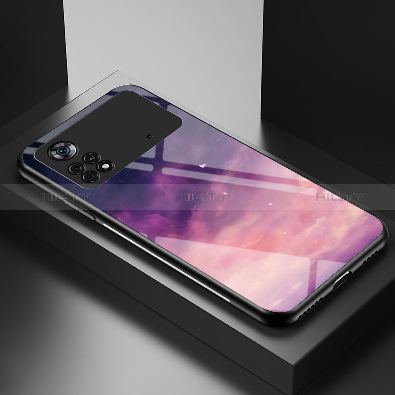 Funda Bumper Silicona Gel Espejo Patron de Moda Carcasa LS1 para Xiaomi Poco X4 Pro 5G Morado