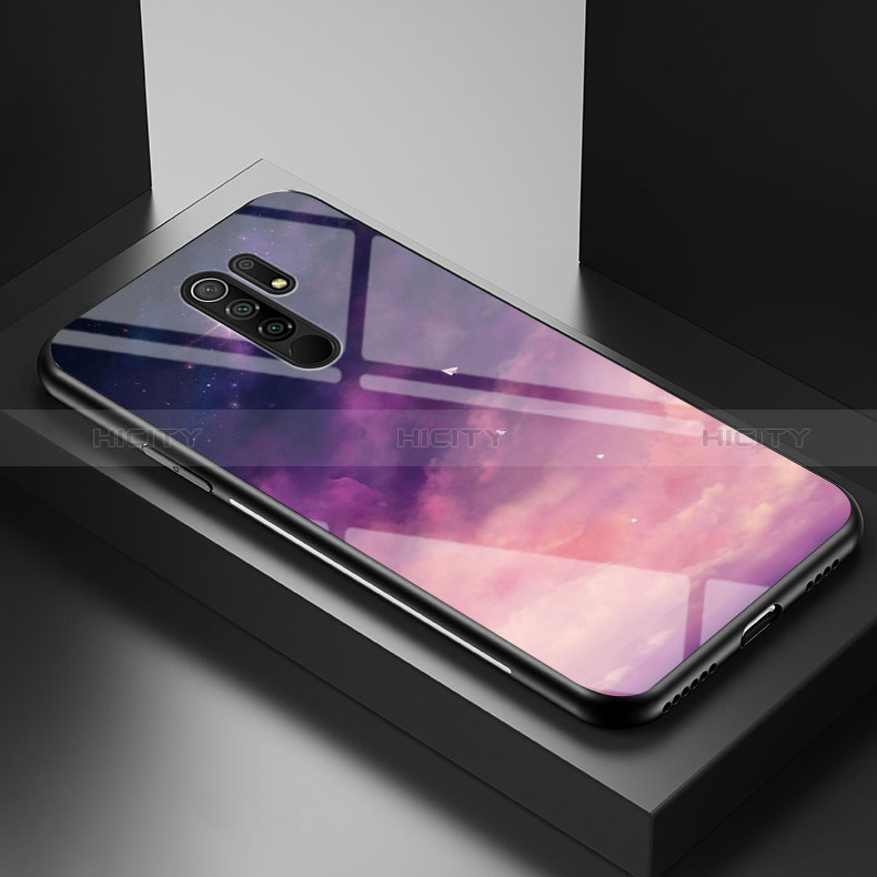 Funda Bumper Silicona Gel Espejo Patron de Moda Carcasa LS1 para Xiaomi Redmi 9 Prime India Morado