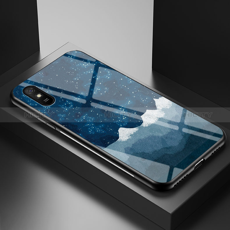 Funda Bumper Silicona Gel Espejo Patron de Moda Carcasa LS1 para Xiaomi Redmi 9AT Azul