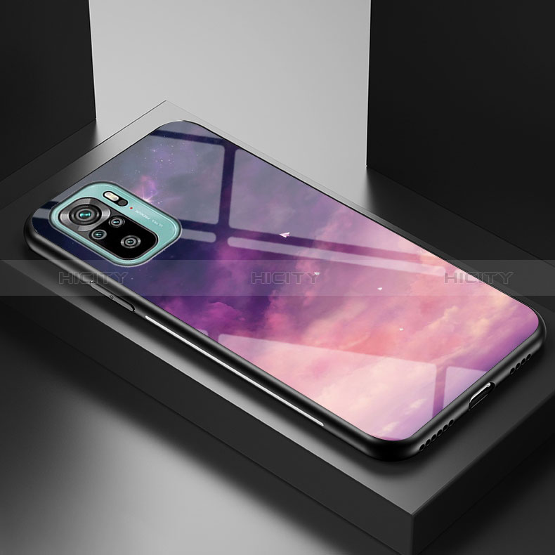 Funda Bumper Silicona Gel Espejo Patron de Moda Carcasa LS1 para Xiaomi Redmi Note 10S 4G Morado