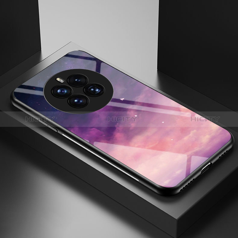 Funda Bumper Silicona Gel Espejo Patron de Moda Carcasa LS2 para Huawei Mate 50 Pro Morado