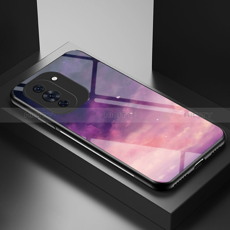 Funda Bumper Silicona Gel Espejo Patron de Moda Carcasa LS2 para Huawei Nova 10 Pro Morado