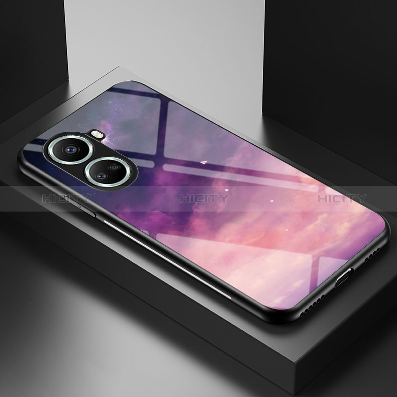 Funda Bumper Silicona Gel Espejo Patron de Moda Carcasa LS2 para Huawei Nova 10 SE Morado