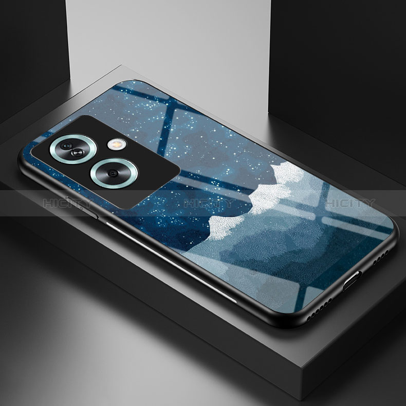 Funda Bumper Silicona Gel Espejo Patron de Moda Carcasa para Oppo A72 5G  Azul Real