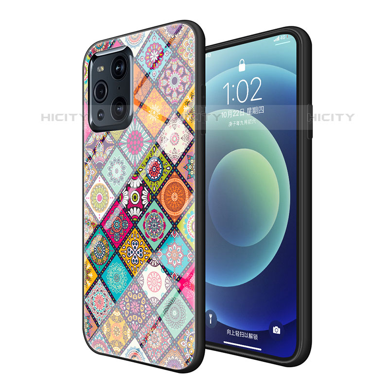 Funda Bumper Silicona Gel Espejo Patron de Moda Carcasa LS2 para Oppo Find X3 Pro 5G