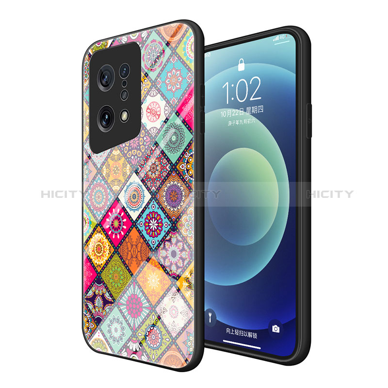 Funda Bumper Silicona Gel Espejo Patron de Moda Carcasa LS2 para Oppo Find X5 5G Multicolor