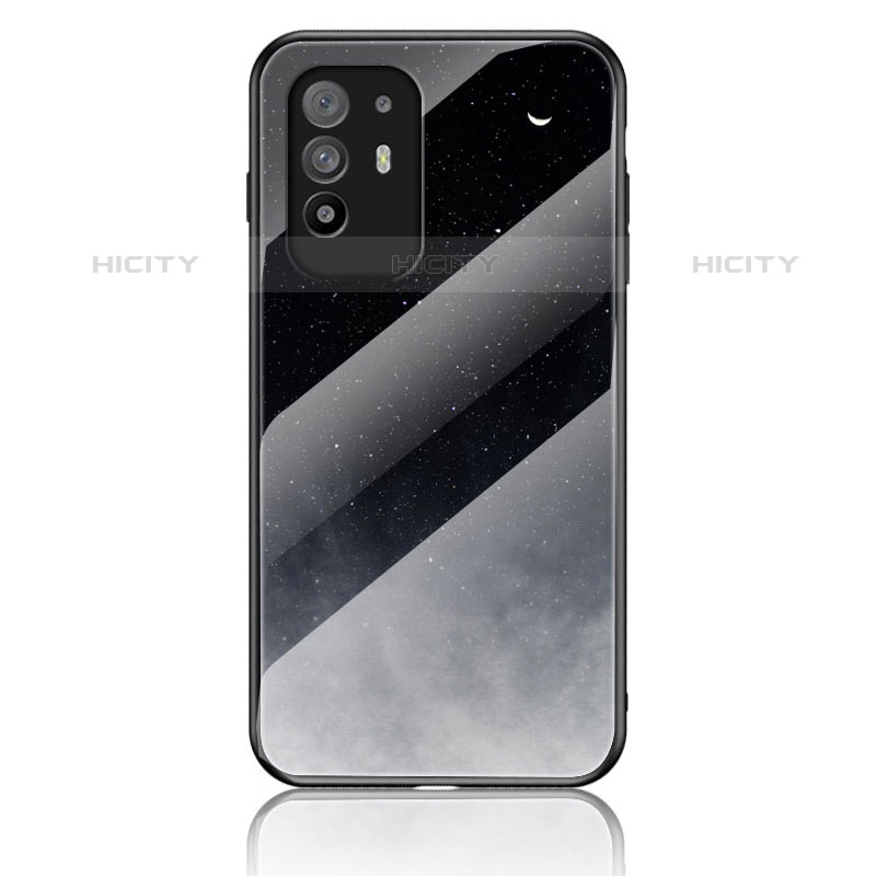 Funda Bumper Silicona Gel Espejo Patron de Moda Carcasa LS4 para Oppo A94 5G Gris