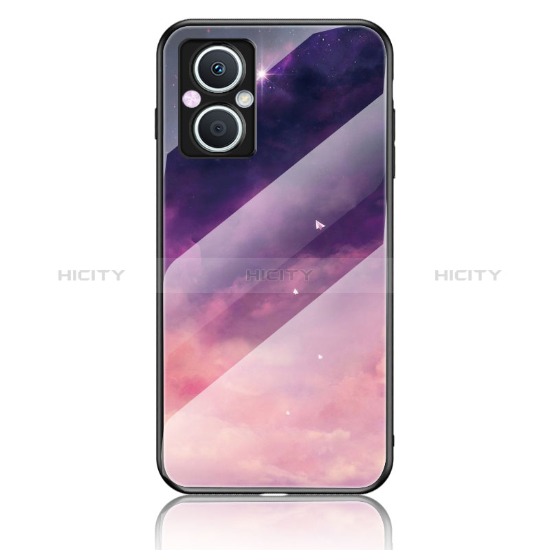 Funda Bumper Silicona Gel Espejo Patron de Moda Carcasa LS4 para Oppo A96 5G Morado