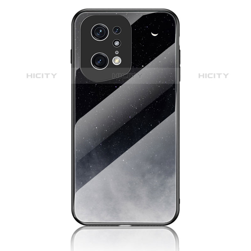 Funda Bumper Silicona Gel Espejo Patron de Moda Carcasa LS4 para Oppo Find X5 Pro 5G Gris