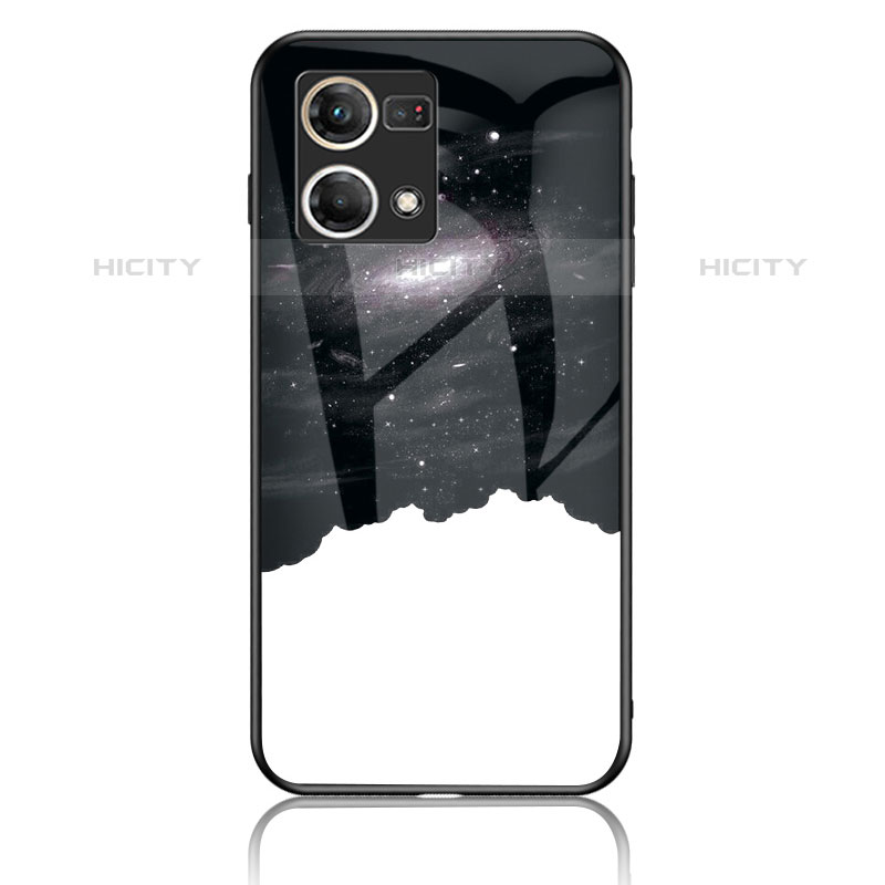 Funda Bumper Silicona Gel Espejo Patron de Moda Carcasa LS4 para Oppo Reno8 4G Negro