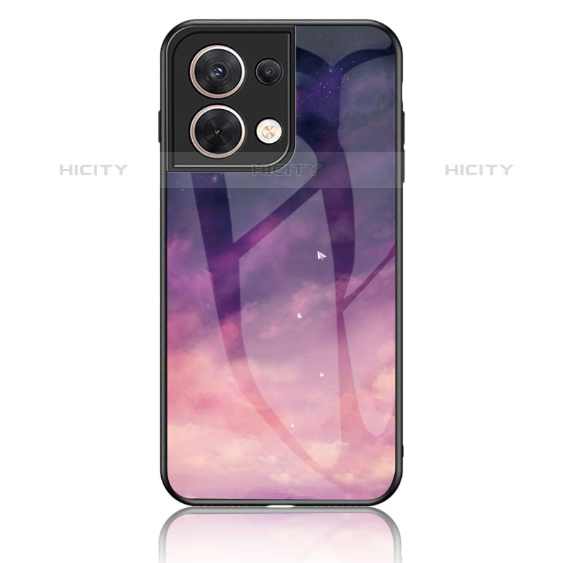 Funda Bumper Silicona Gel Espejo Patron de Moda Carcasa LS4 para Oppo Reno8 5G Morado