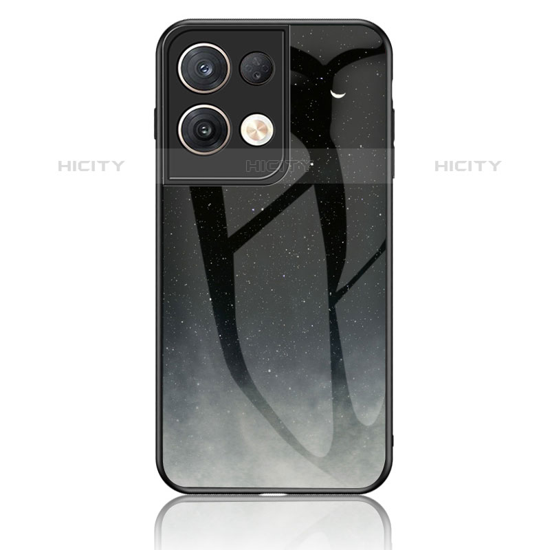 Funda Bumper Silicona Gel Espejo Patron de Moda Carcasa LS4 para Oppo Reno8 Pro+ Plus 5G Gris