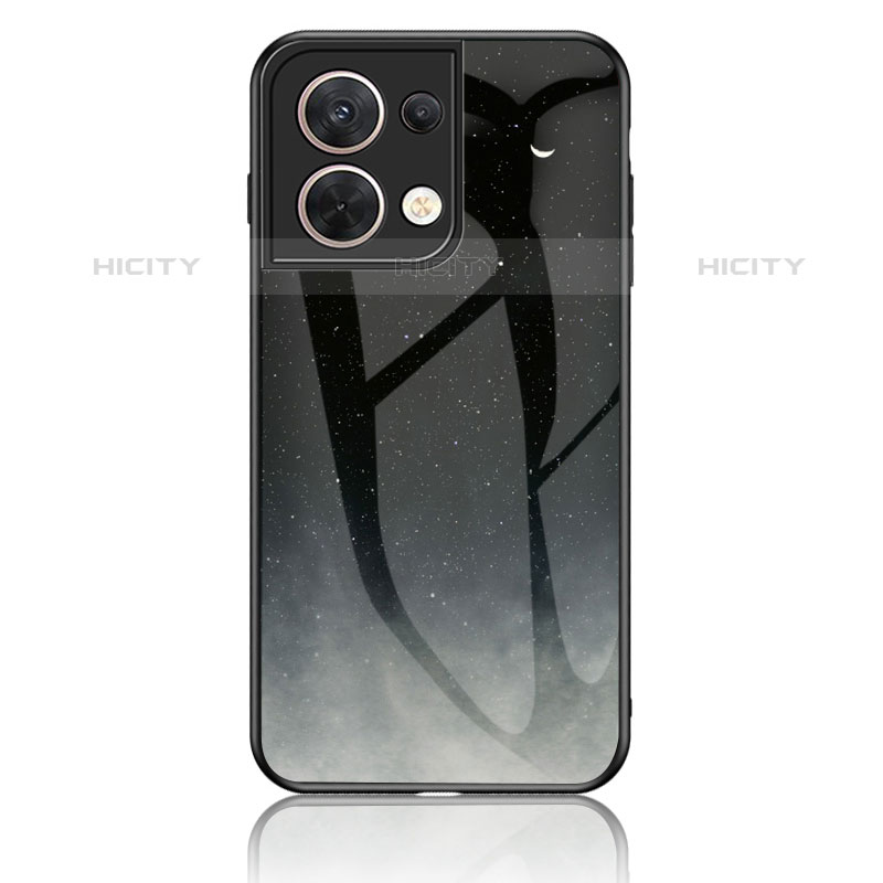 Funda Bumper Silicona Gel Espejo Patron de Moda Carcasa LS4 para Oppo Reno9 Pro 5G Gris