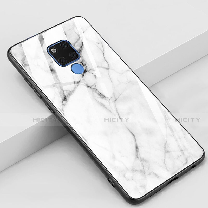 Funda Bumper Silicona Gel Espejo Patron de Moda Carcasa M01 para Huawei Mate 20 X 5G Blanco